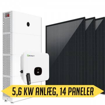 Growatt solcellepakke 5,6 kWp med batteri Jeg vil gerne modtage et tilbud på montage
