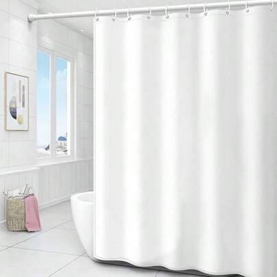 Enfärgad vit vattentät duschdraperi, modern polyester skiljedraperi, för badrum heminredning höstdekor badrumstillbehör tillbaka till skolan - Vitt (Multi-size)