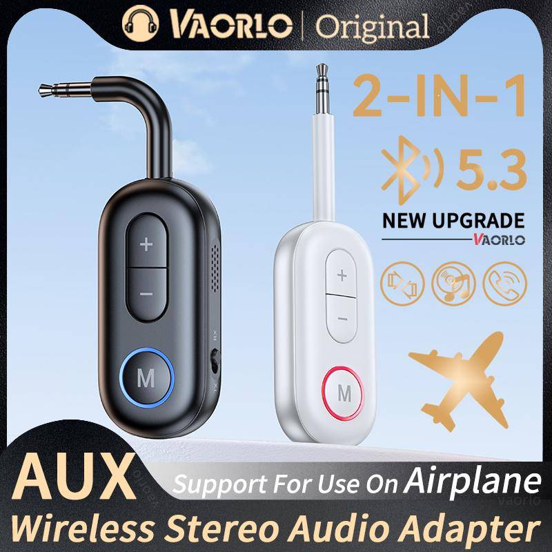 Bluetooth 5.3 Ljudsändare Mottagare 3.5MM AUX Hifi Stereo Musik Trådlös Adapter Med Mikrofon För Bil Flygplan TV PC Hörlurar
