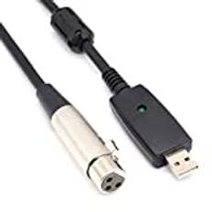 SiYear USB-mikrofonkabel, USB-hane till XLR-hona, 3-stifts konverteringskabel, studioljudkabel, anslutningssladdar, adapter för instrument, inspelning, karaoke-sång eller mikrofoner (3 m/10 fot)