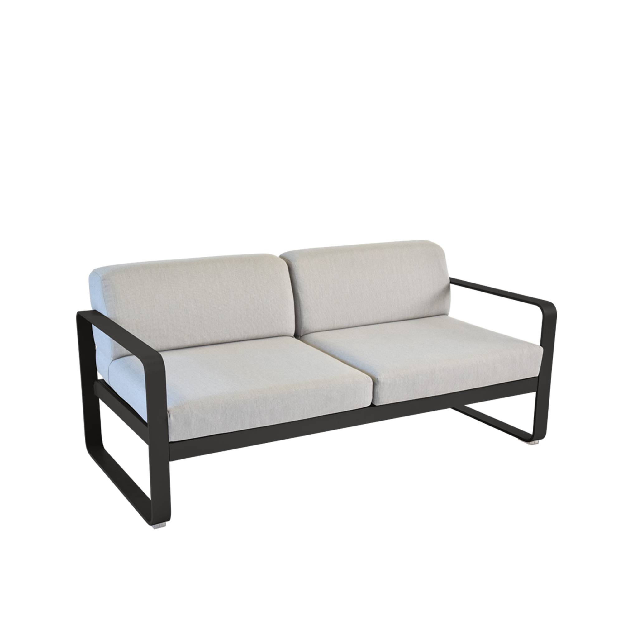 Fermob - Bellevie 2 Seater Sofa Flannel Grey Cushions, Liquorice - Soffor utomhus - Pagnon & Pelhaître