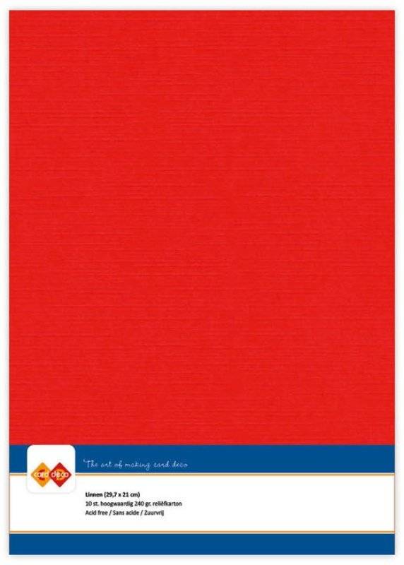 Card Deco A4 Linen Cardstock Pack - Red (10 sheets)