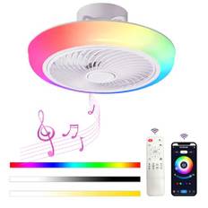 JZCDR RGB taklampa med fläkt LED takfläktar med lampa dimbar fjärrkontroll och appkontroll Bluetooth-högtalare musik modern takbelysning sovrum