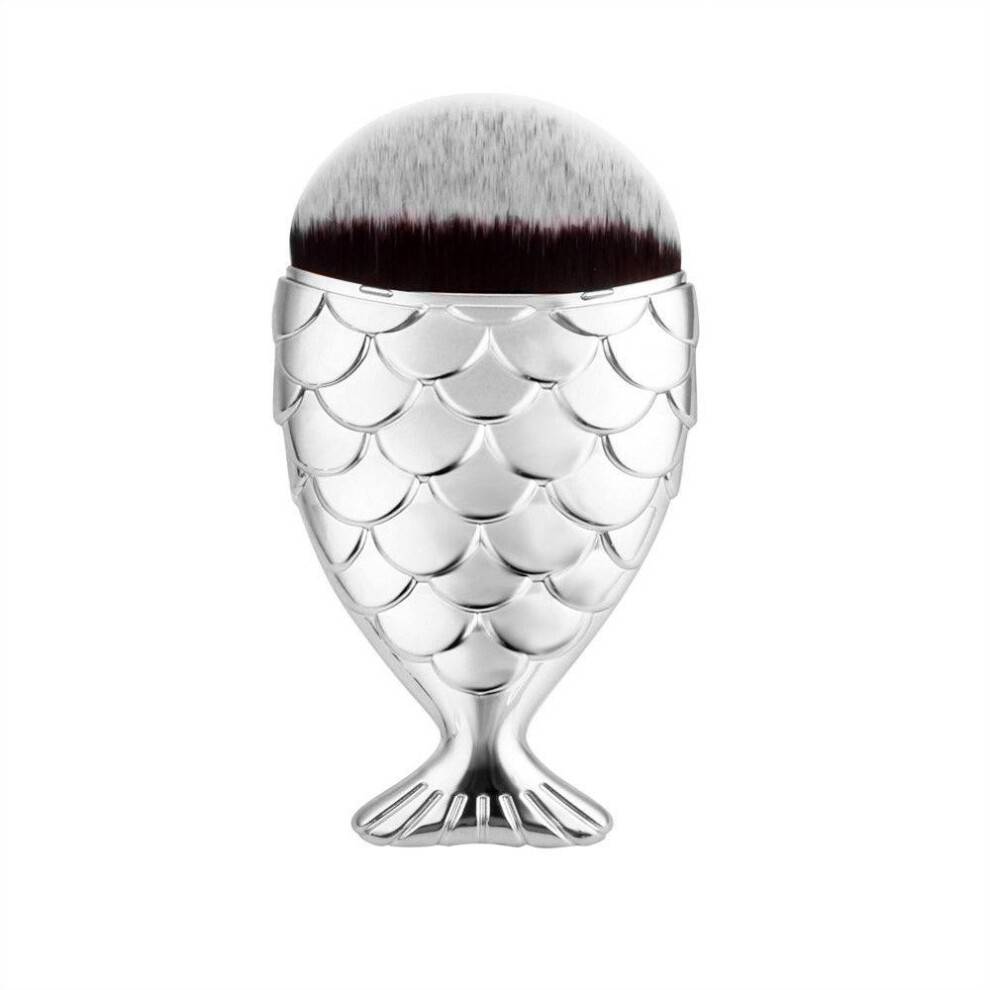 (Silver)Foundation Makeup Brush Fishscale Fishtail Convenient Practical Fashion Girl
