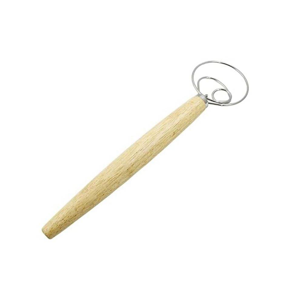 Dough Whisk, 13 Inch Wooden Dutch Whisk for Dough Dough Mixer Hand Tool, Bread Dough Whisk