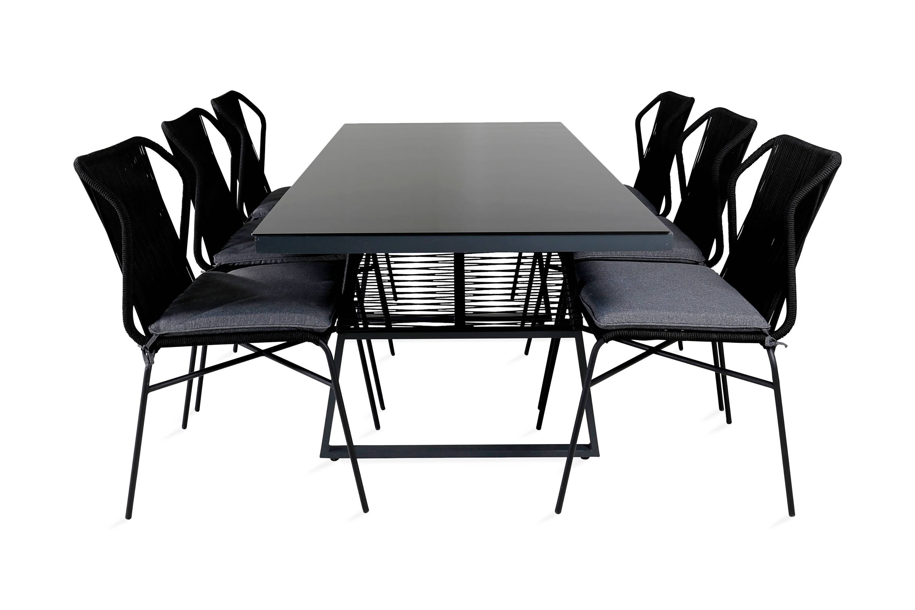 Venture Home Dallas Matgrupp Utomhus 193cm + 6 Julian Matstolar - Svart Matgrupper utomhus