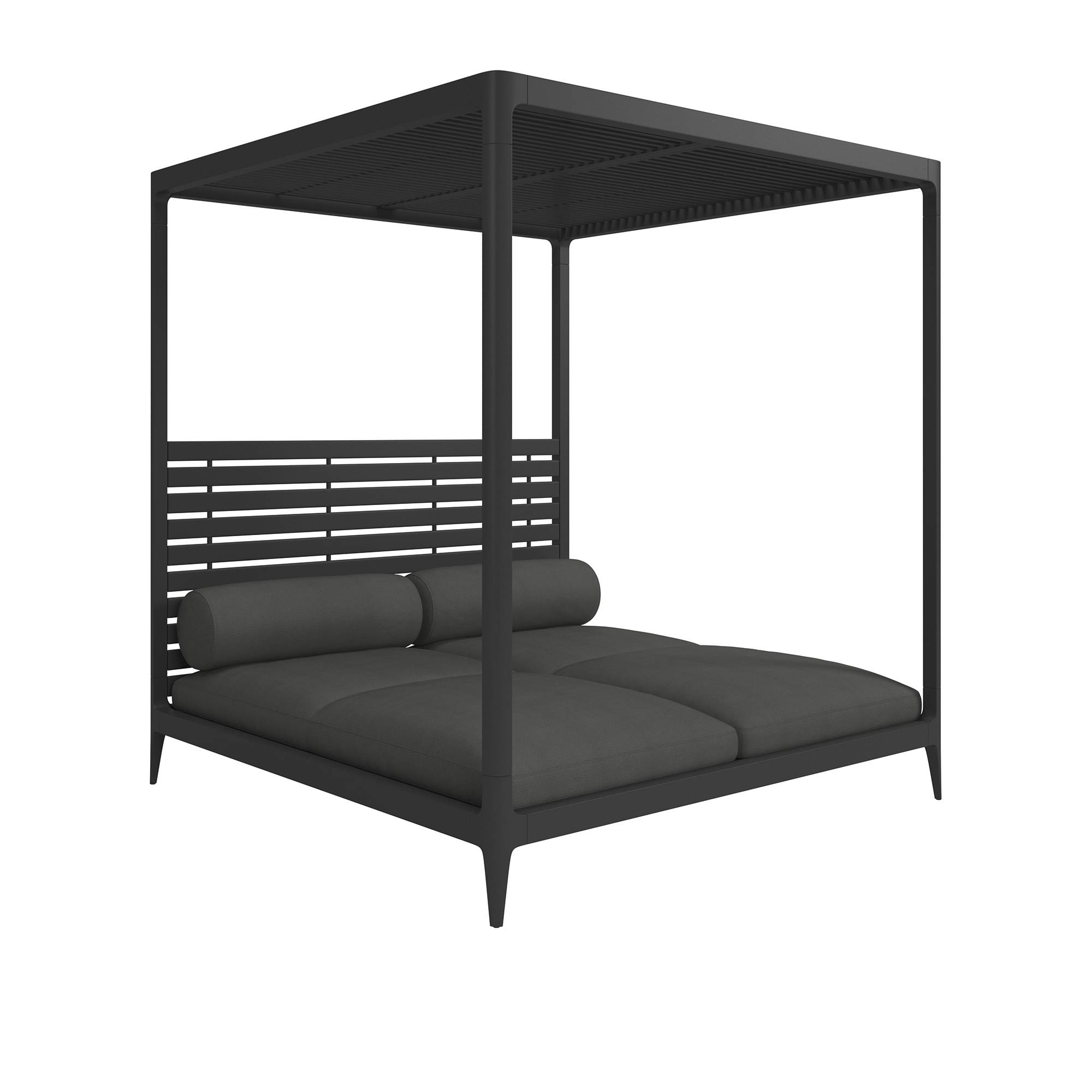 Gloster - Grid Cabana with Aluminium Back Roof , Fabric Cat. B Poolside Coal - Solsängar - Henrik Pedersen - Metall