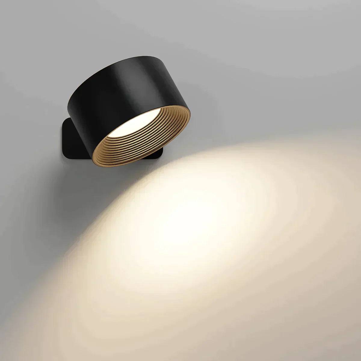 FlexiLamp - Trådlös 360° Vägglampa med Uppladdningsbart LED - Svart