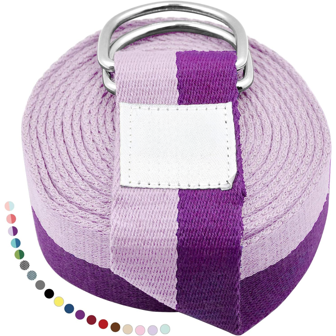 FlexFit – Justerbart Yogaband med D-Ring - 300 cm / Lila