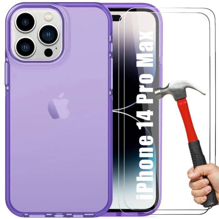 Silicone Case - BOOLING - for iPhone 14 Pro Max - Light Purple - Ultra Slim - 2 Tempered Glasses - Shock Protection violett