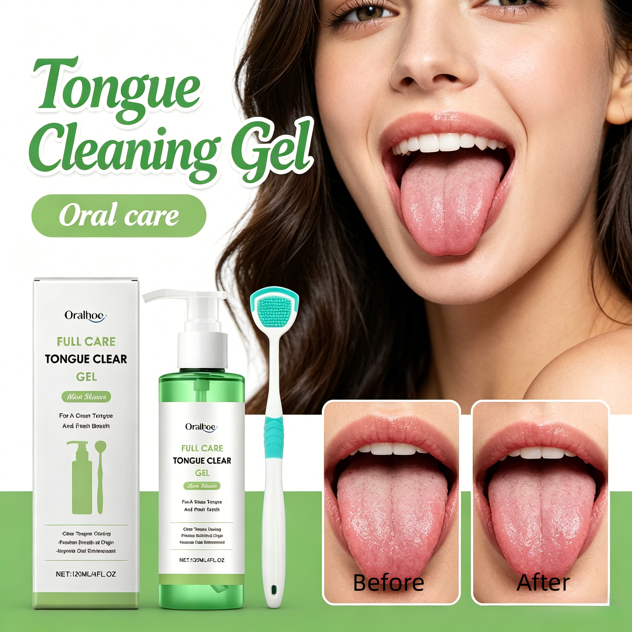 Tongue Cleaning Gel Set Deep Clean Tongue Coating Remove Bad Breath Long Lasting Fresh Breath Daily Oral Care Kit