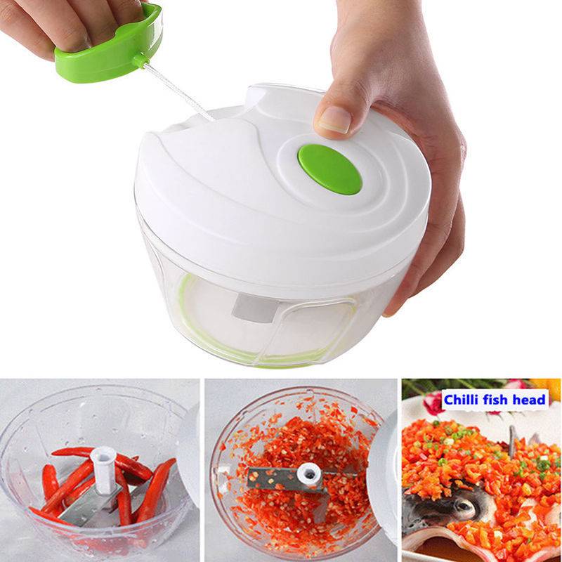 Senaste 330ml manuella vegetabiliska livsmedel chopper hand snabb veggie kött chopper shredder skärmaskin multifunktionsverktyg - Grön