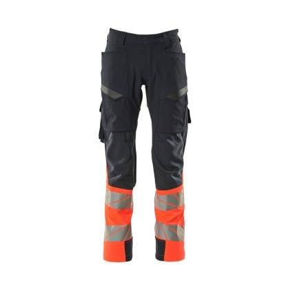 MASCOT ACCELERATE SAFE arbejdsbukser med lårlommer, mørk marine/hi-vis rød - 82C62