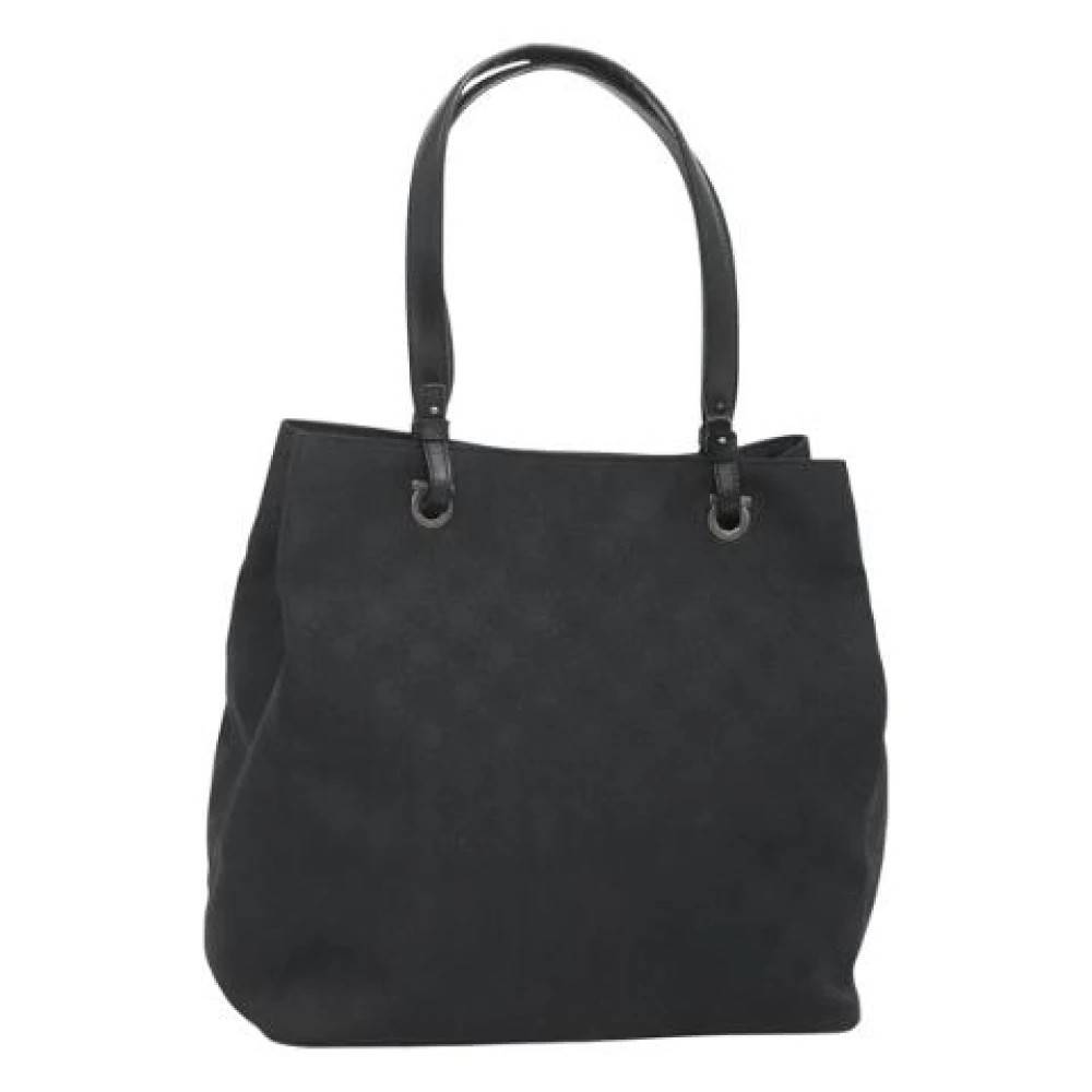 Salvatore Ferragamo Pre-owned Pre-owned canvas håndtasker - Vintage - Dame - Sort - ONE SIZE - Tyl