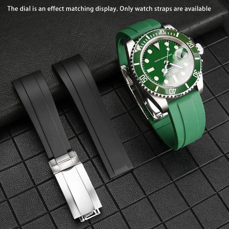 20 mm 21 mm klockband för Rolex Yacht Master GMT Submariner Daytona Cosmograph Sky Dweller-rem Sea Deep Sea Rubber Watch-armband