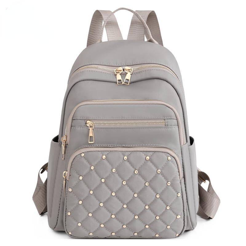 Mode Bagpack Dam Högkvalitativ Nylon Ryggsäckar Kvinnlig Stor Reseryggsäck Stora skolväskor för tonårsflickor Axelväska svart