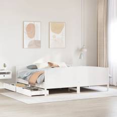 Sängram utan madrass vit 160x200 cm massiv furu