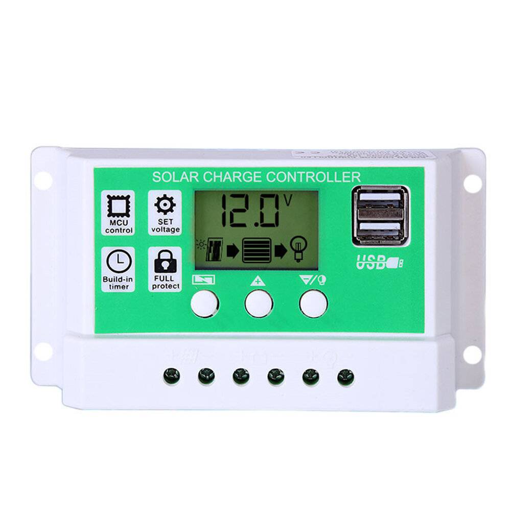 12V 24A 10A 20A 60A PWM Solpanel Laddningsregulator LCD Skärm Stöd för 3 Typer av Batteri