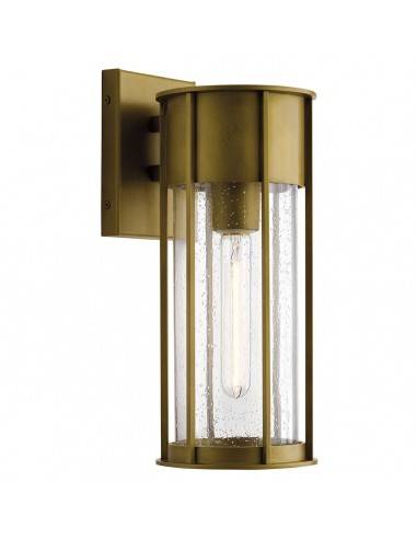 CAMILLO Udendørs væglampe i aluminium og glas H37,5 cm 1 x E27 - Messing/Klar med dråbeeffekt