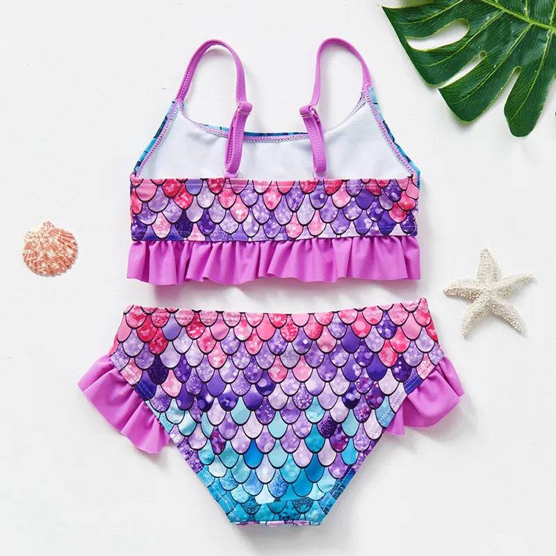 Mini Fashion™ - Snabbtorkande material - Bikiniset Bikini med fjäll - Lila / (8-10 år) | Pedagogiska Träleksaker