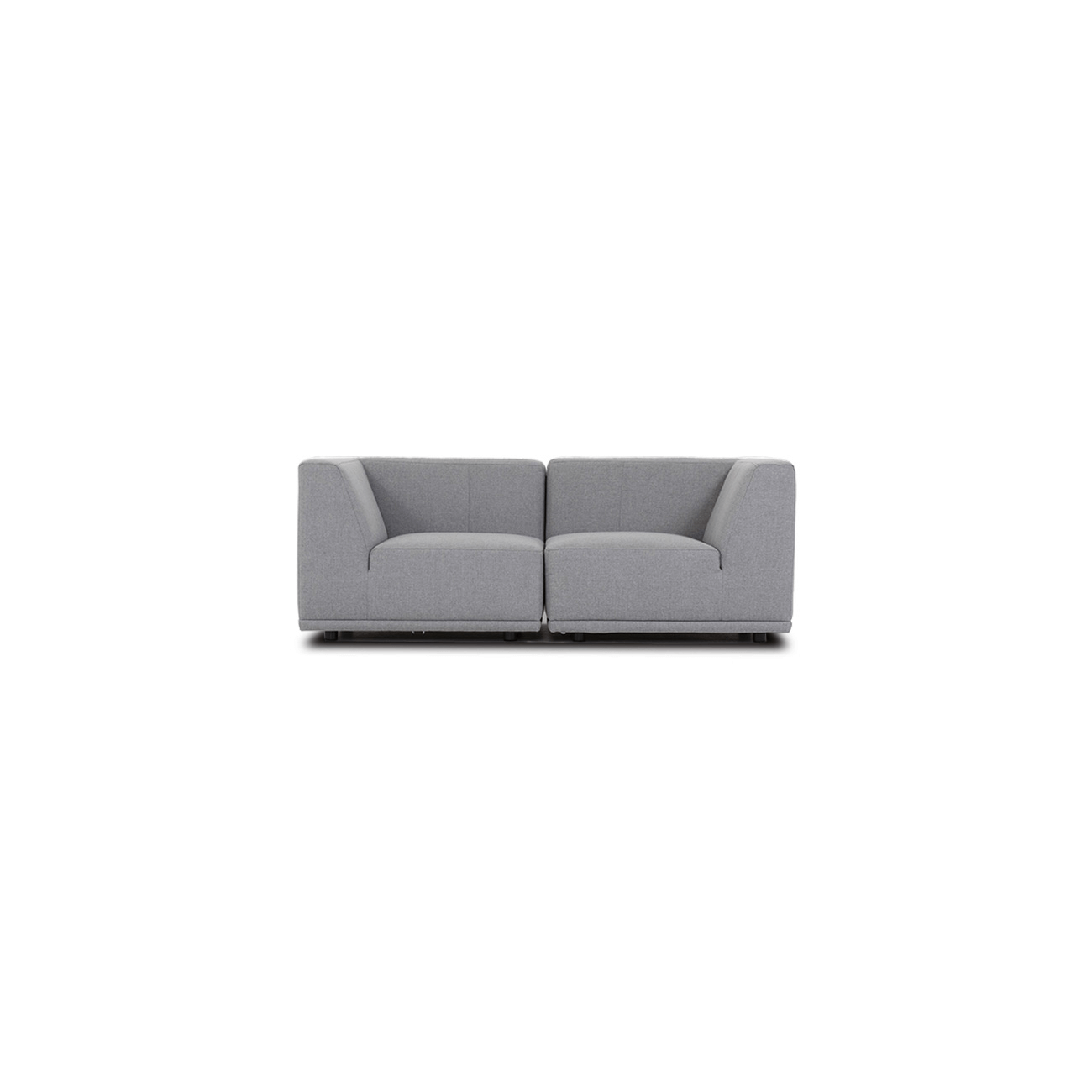 New York 2-pers. modulsofa - lysegrå polyester stof og sort plastik