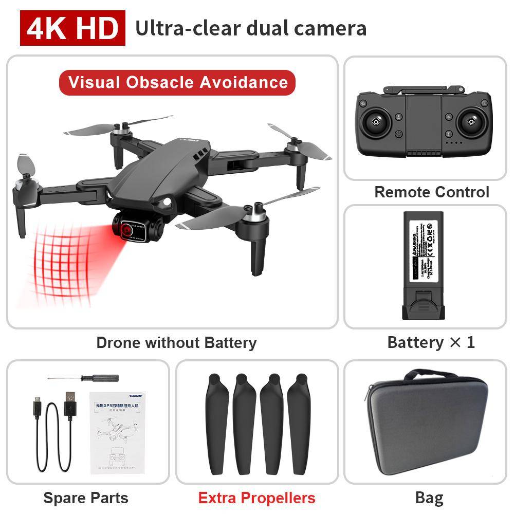 2025 Ny L900 Pro SE Drönare GPS 4K Professionell 5G Wifi FPV Kamera 360° Hinderundvikande Borstlös Motor RC Fyrhjuling Mini Drönare Leksak 1 battery svart
