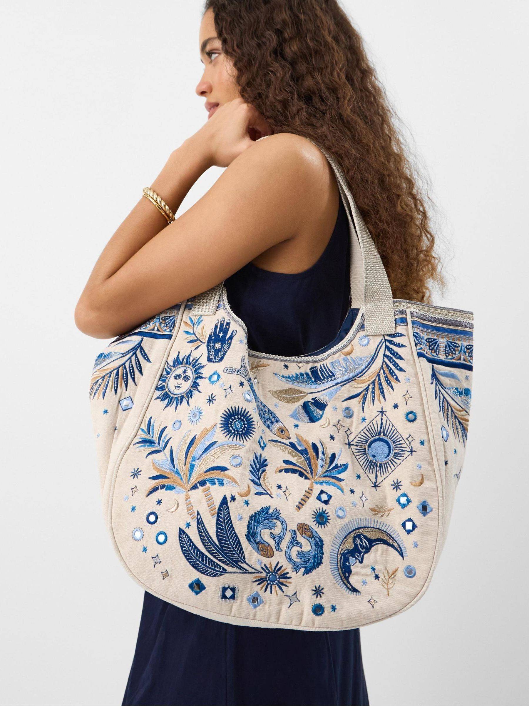 Accessorize Accessorize Cream Celestial Embroidered Tote Bag