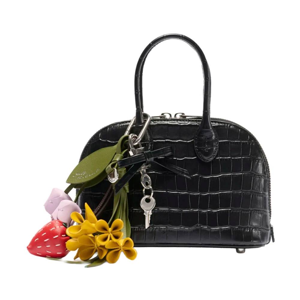 Self Portrait Krokodillpræget Læderhåndtaske - Tasker - Dame - Sort - ONE SIZE - Læder