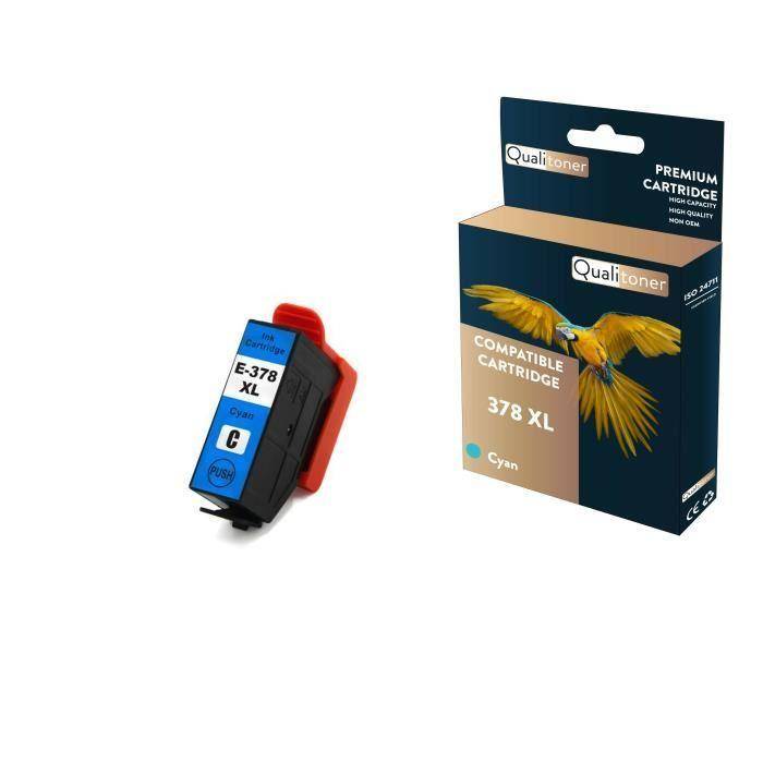 QUALITONER - 1 Compatible Cartridge for EPSON 378 XL 378XL Cyan (Squirrel) for Epson Expression Photo HD XP-15000 XP-8000 XP-8005