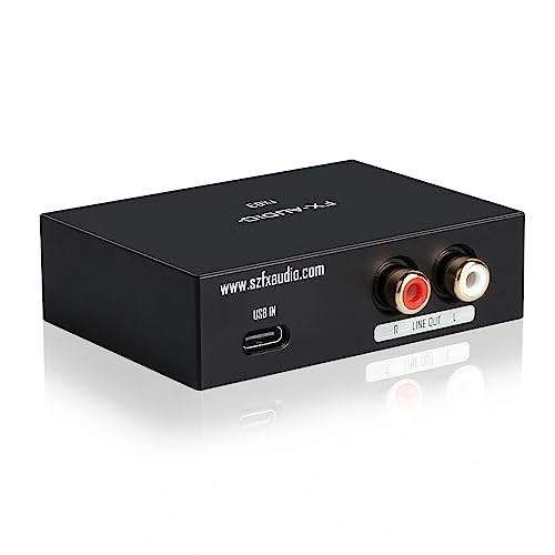 FX-Audio FX03 USB C DAC 384 Khz DAC Decorder USB-C till RCA digital till analog ljudomvandlare stöder DSD 256 PCM 32 bit för set-top box, mobiltelefon, dator, spelmaskin