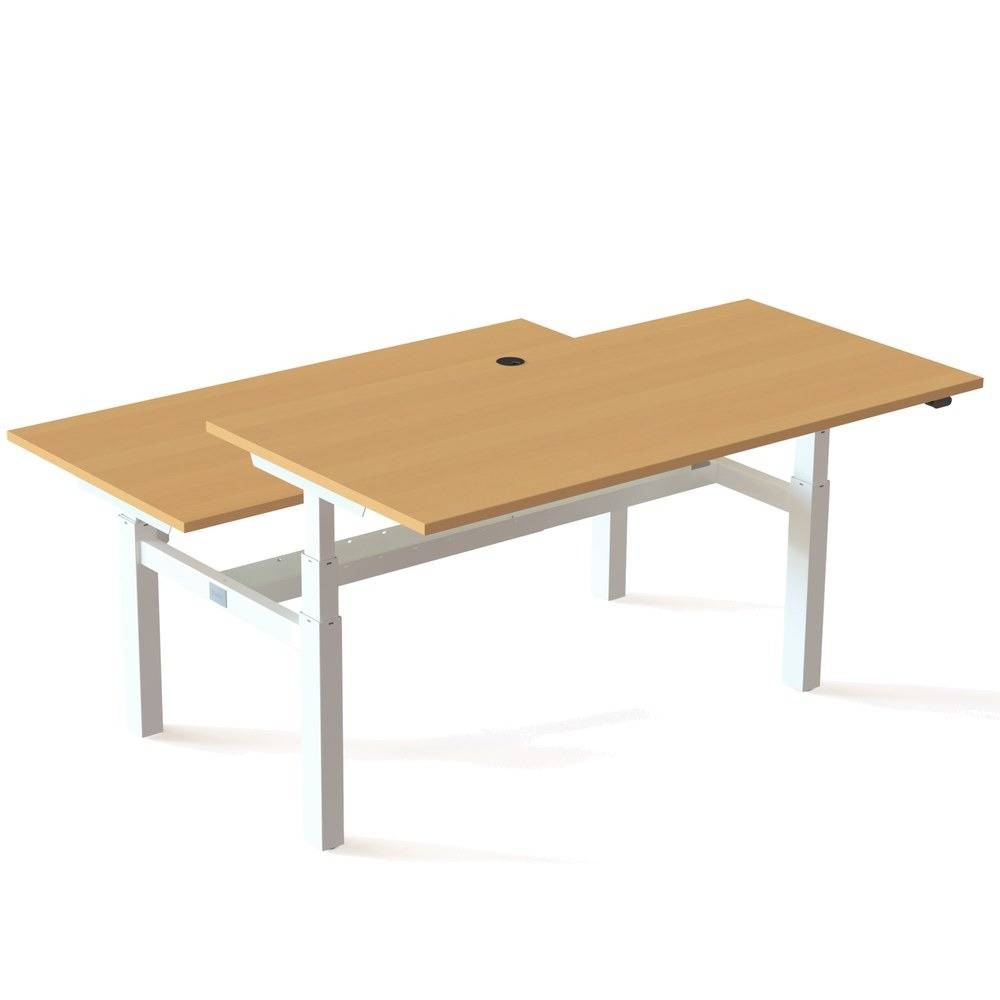 ConSet 501-88 Dobbelt hæve-/sænkebord 160x80 cm, bøg med hvidt stel.