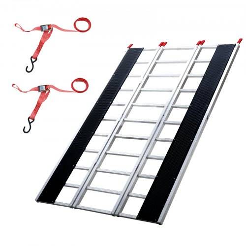 VEVOR Trippelvikbar Lastramp, 2160 x 1375 mm, Halkfri Aluminium Släpvagnsramp med Kompakt Design, Enkel Förvaring, 680,4 kg Lastkapacitet, För Snöskotrar, ATV, Traktorer, Gräsklippare, Vagnar, Motorcyklar