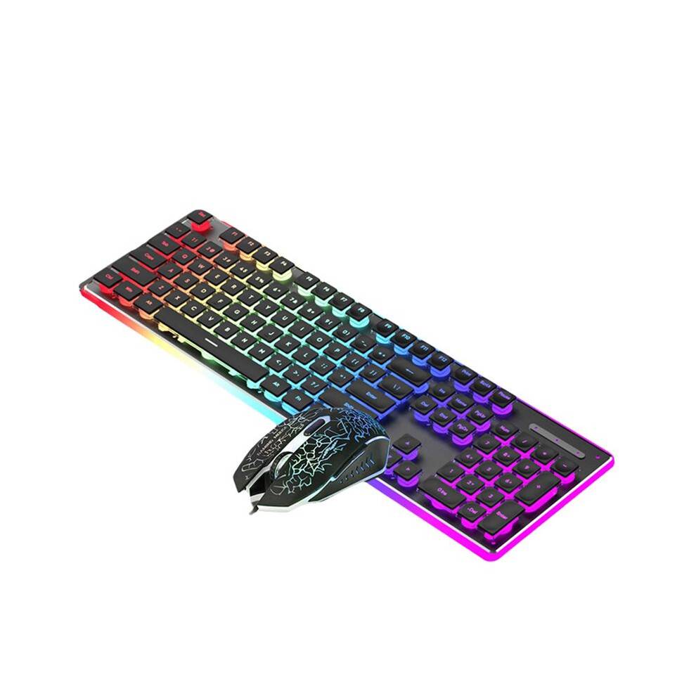 Wired Mechanical Keyboard with Mouse LED Silent Keyboard Gaming Keyboard Waterproof for E-Sports and Office Use-A