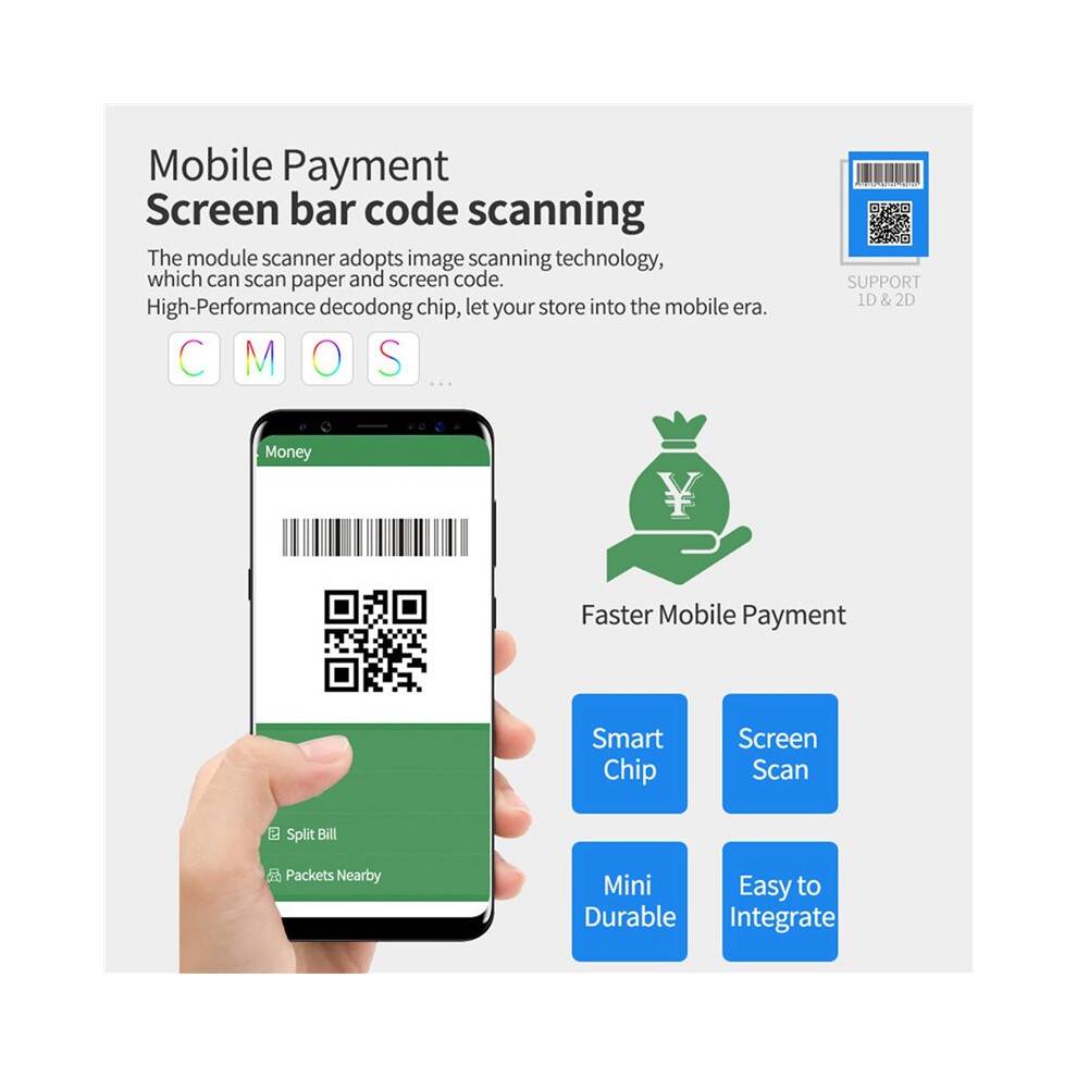 2X Embedded Barcode Scanner Self-Induction 1D/2D/QR Bar Code Reader Module USB Scanner for Gate Machine Tickets Checking