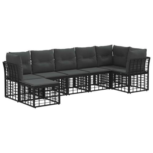 Utomhussoffset med kudde 4 pcs Svart Polyester