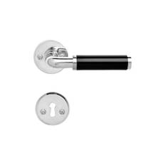 Funkis | Dørhåndtag i Blank Nikkel og Sort Bakelit inkl nøgleskilte - L 110 mm (C/C 30 mm)