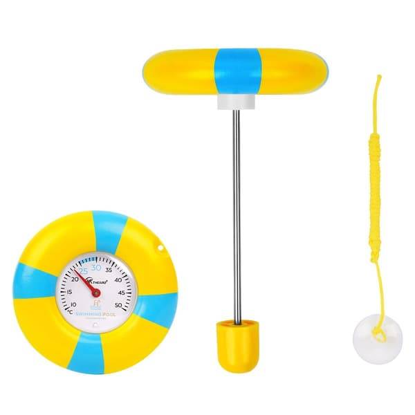 Flytande pooltermometer – snabb avläsning för pool, damm och spa med plast och rostfritt stål, enkelskalig flytdesign för enkel temperaturkontroll Yel