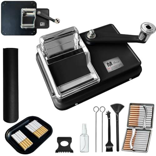 Manuell cigarettstoppningsmaskin 8 mm – tobakstoppningsmaskin och stoppmaskin för cigaretter av metall med tillbehör – cigarettstoppningsmaskin med fodral, tobaksbricka och rengöringsset