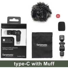 Saramonic smartmic di mini / uc mini mikrofon blixt / typ c-uttag för iphone android smartphone röstinspelning vlog mic - Typ-c med muff