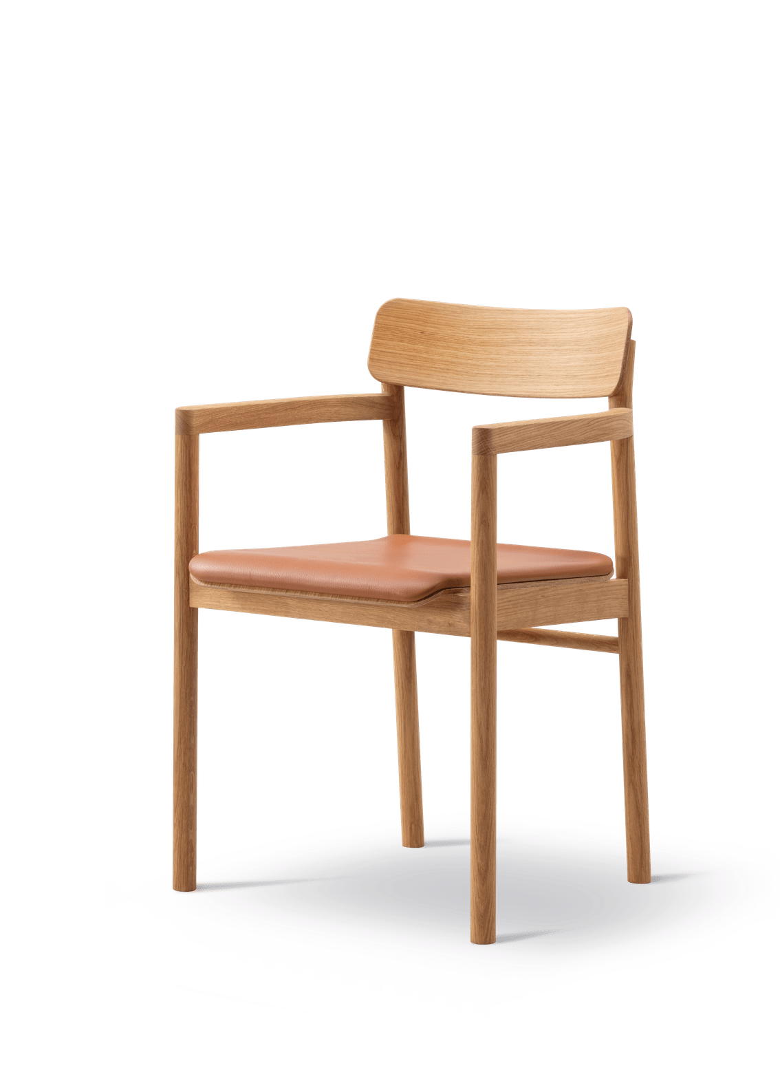 Post Spisebordsstol olieret eg, sædepolstret omni 07 cognac læder fra Fredericia Furniture - Jacobsen Plus