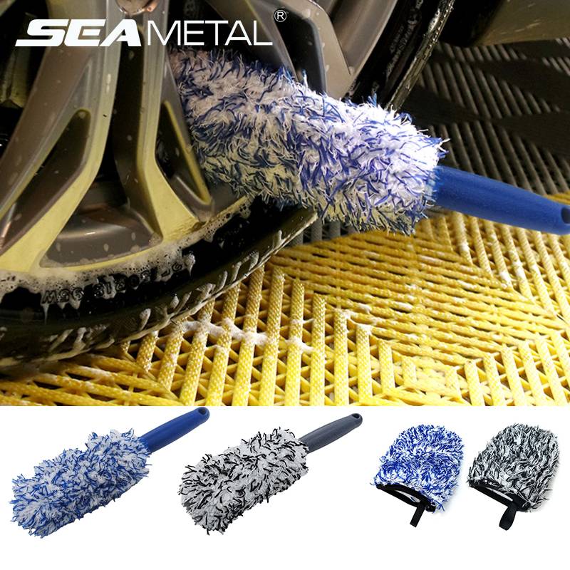 SEAMETAL Car Cleaning Brush Car Cleaning Wheel Brush Super Soft Car Detailing Pocket Mitt Brush Tool for Car Care Accessories