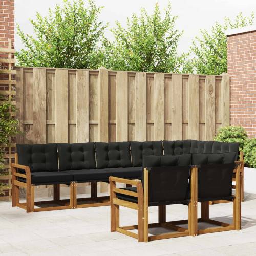 Utomhussoffset med kudde 8 pcs Naturlig och svart