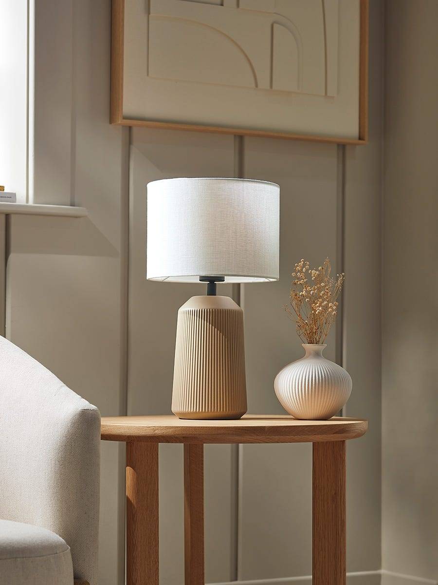 Ribbed Table Lamp - Taupe