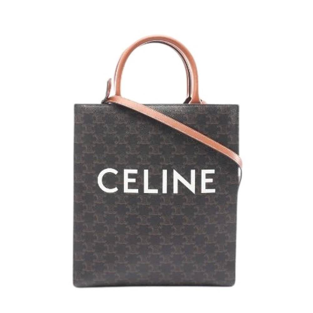 Celine Vintage Pre-owned Small Vertical Cabas Triomphe Coated Canvas Tote Bag - Vintage - Dame - Brun - ONE SIZE - Uld