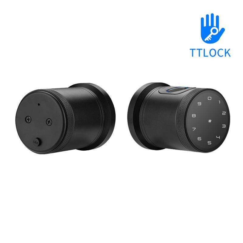 TTLock APP Fjärrkontroll Små Fingeravtryck Lösenord RFID-kort Kula Lås Dödgångsbeslag För Inomhus Hem Trädörr Metall Dörr gray