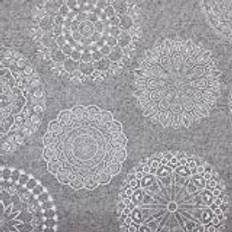Kt KILOtela - Mönstrad dukduk, Dekoration, Klädsel, Kuddar, Gardiner, överkast, Väskor, Dukar, Hantverk, 300 cm Lång x 280 cm bred, Geometrisk, Mandalas Tatoo, Grå, Vit ─ 3 meter