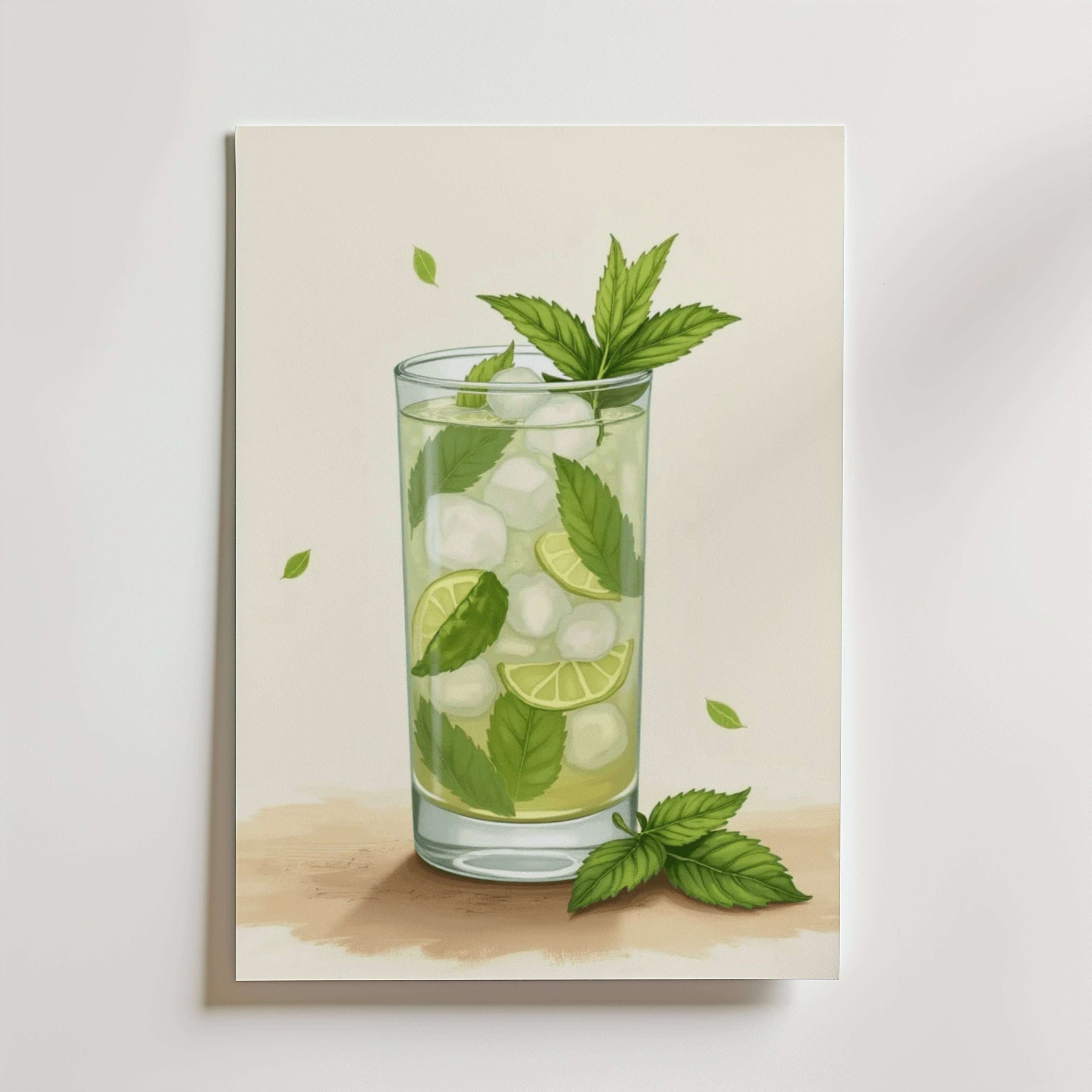 Iced Mojito Drink Poster - Premium Canvas 21x30 cm