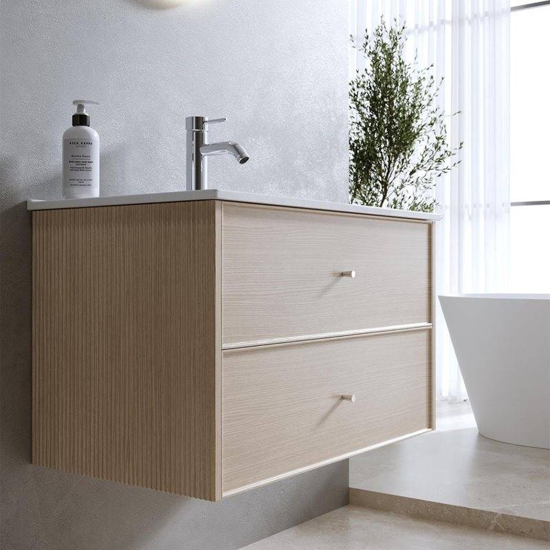 Tvättställsskåp Nooli Living Frid 810 mm Ljus Ek Mattsvart