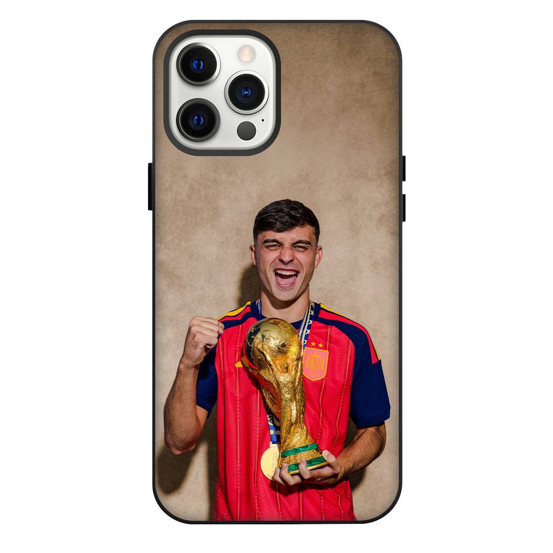 Spain 2026 Fifa World Cup Champion Pedri Phone Case For iPhone Samsung Galaxy Pixel OnePlus Vivo Xiaomi Asus Sony Motorola Nokia - Pedri Holding FIFA World Cup Trophy Poster.