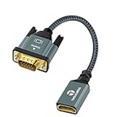 Thsucords HDMI till VGA Adapterkabel 0,3M, nylonflätad HDMI hona till VGA hane förlängning förlängare stöd PC dator skrivbord laptop skärm HDTV-projektor